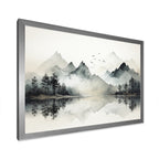 Designart Watercolor Lake And Forest Dream I Landscape Mountains Framed Canvas Wall Art