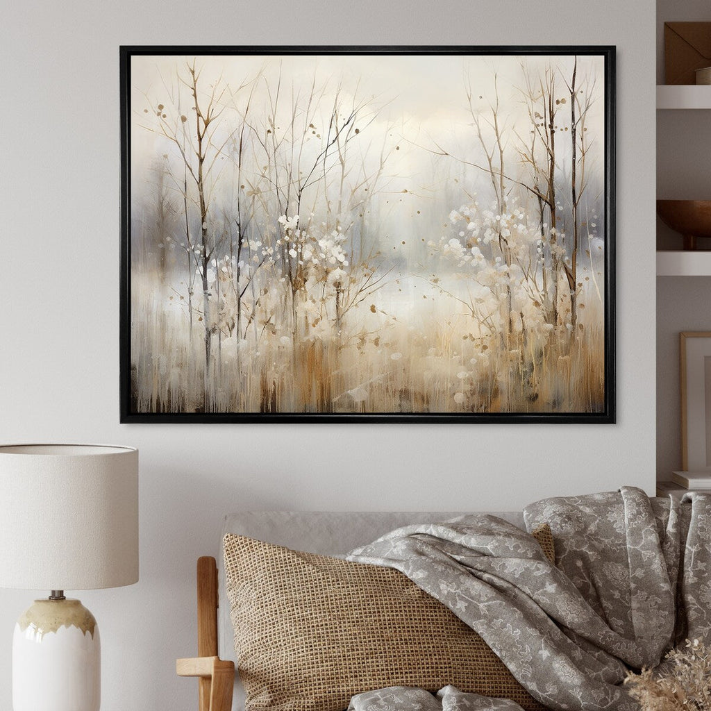 Designart Winter Meadow View Calmness II Meadow Grey Wall Decor - Traditional Bedroom Framed Canvas Wall Art