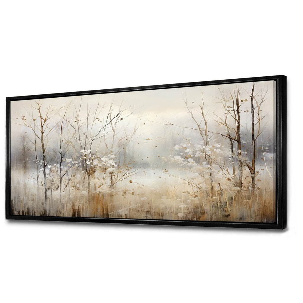 Designart Winter Meadow View Calmness II Meadow Grey Wall Decor - Traditional Bedroom Framed Canvas Wall Art