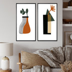 Designart Bohemian Mid Century Geometric Typography VI Geometric Framed Art Set of 2 Pieces