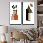 Designart Bohemian Mid Century Geometric Typography VI Geometric Framed Art Set of 2 Pieces