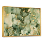 Designart Green Luxury Abstract Fluid Art I Modern Framed Canvas Wall Art Print