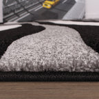 Designer Area Rug with Contour Cut and Modern Wave Pattern