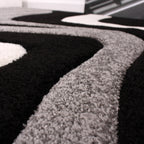 Designer Area Rug with Contour Cut and Modern Wave Pattern