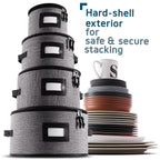 StorageBud Dinnerware Storage Containers - Stackable Holders for Plates, Cups, Flatware, Stemware, & Platter Sets