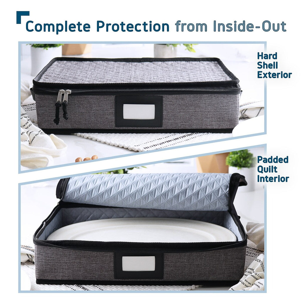 StorageBud Dinnerware Storage Containers - Stackable Holders for Plates, Cups, Flatware, Stemware, & Platter Sets