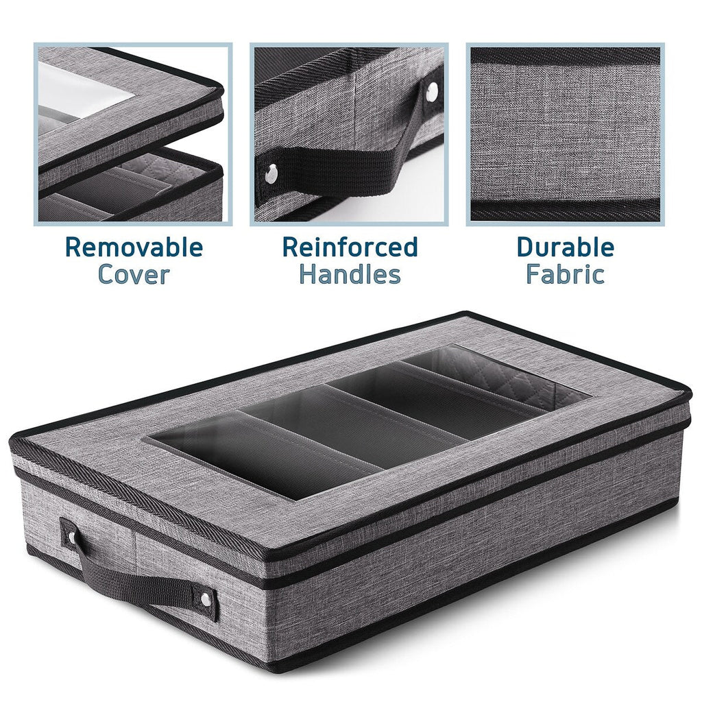 StorageBud Dinnerware Storage Containers - Stackable Holders for Plates, Cups, Flatware, Stemware, & Platter Sets