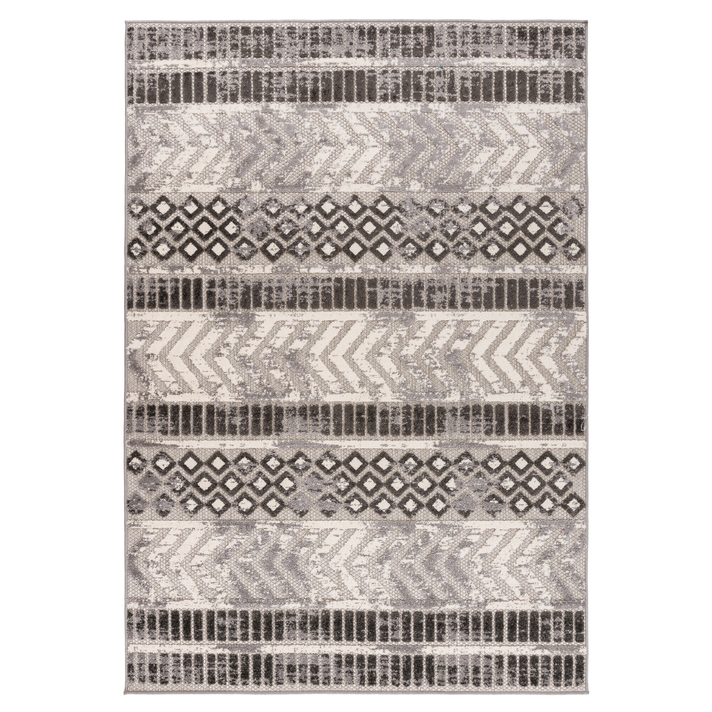 World Rug Gallery Distressed Geometric Indoor/Outdoor Area Rug