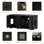 Double Pet Privacy Washroom Cat Litter Box Concealment Furniture