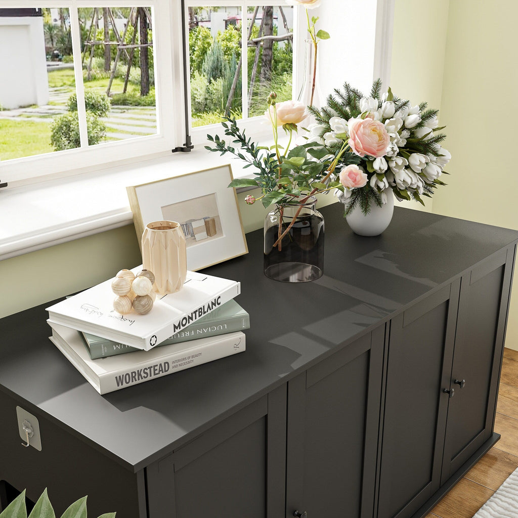 Double Pet Privacy Washroom Cat Litter Box Concealment Furniture