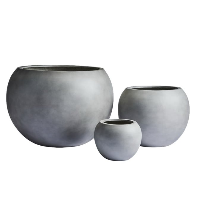 DreamPatio Riverside Fiberstone Modern Sphere Planter for Indoor/Outdoor