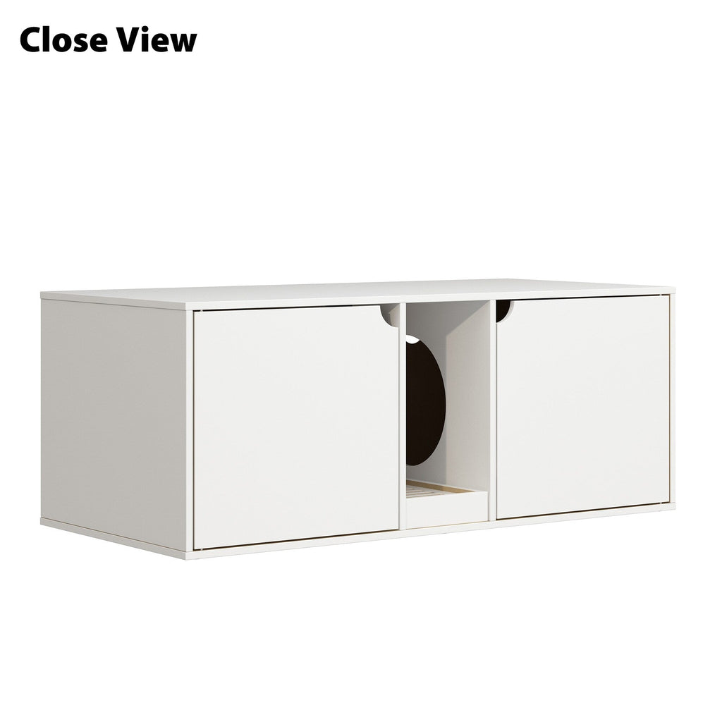 Dual-Compartment Cat Litter Box Enclosure Multi-Functional Furniture