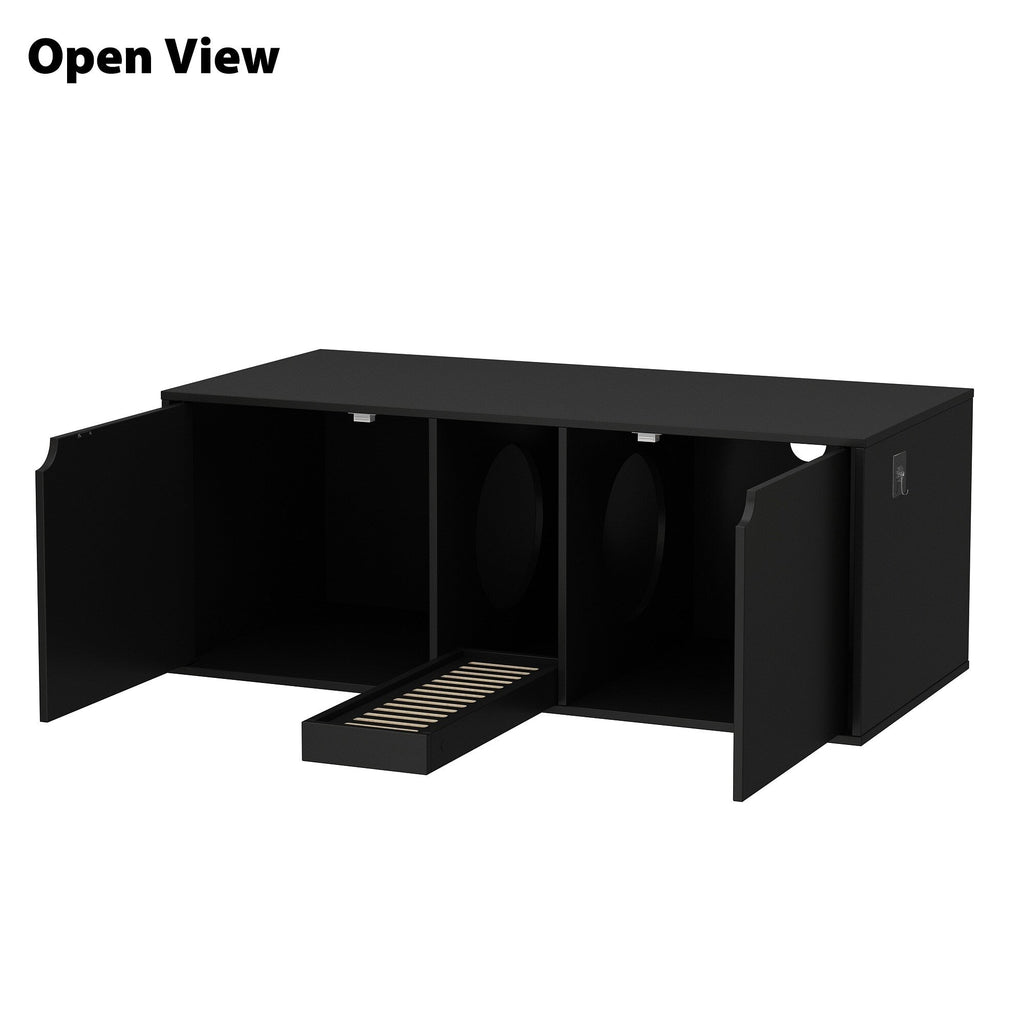 Dual-Compartment Cat Litter Box Enclosure Multi-Functional Furniture