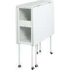 Height Adjustable Craft Table with Storage Shelves, Mobile Folding Cutting Table for Home Office Sewing Room Craft Room