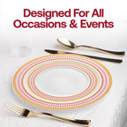 Elegant Gold Chord Rim Disposable Plastic Plate Packs - Party Supplies