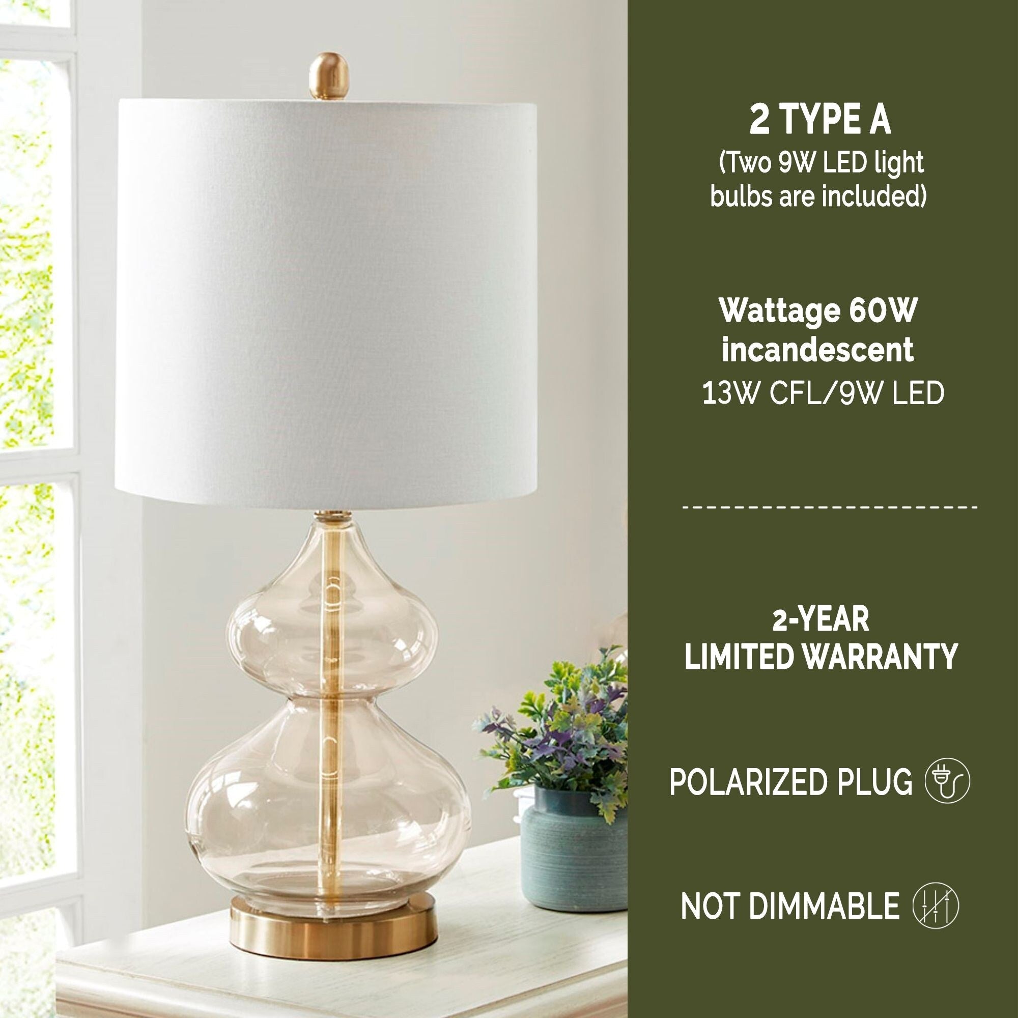 Ellipse Curved Gourd Glass Table Lamp, Set of 2