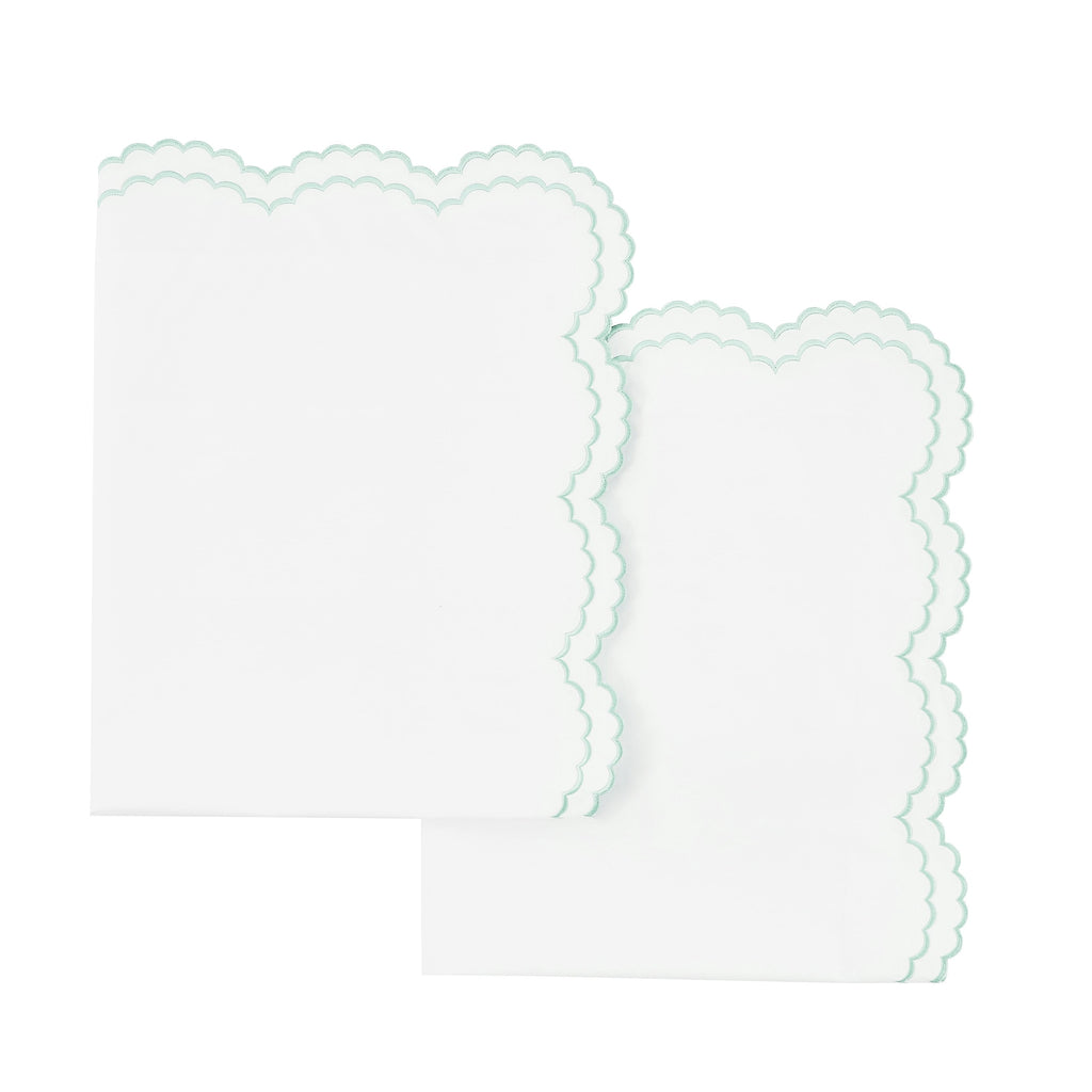 Embroidered Percale Crisp Cotton Double Scallopier Duvet Set and Sham