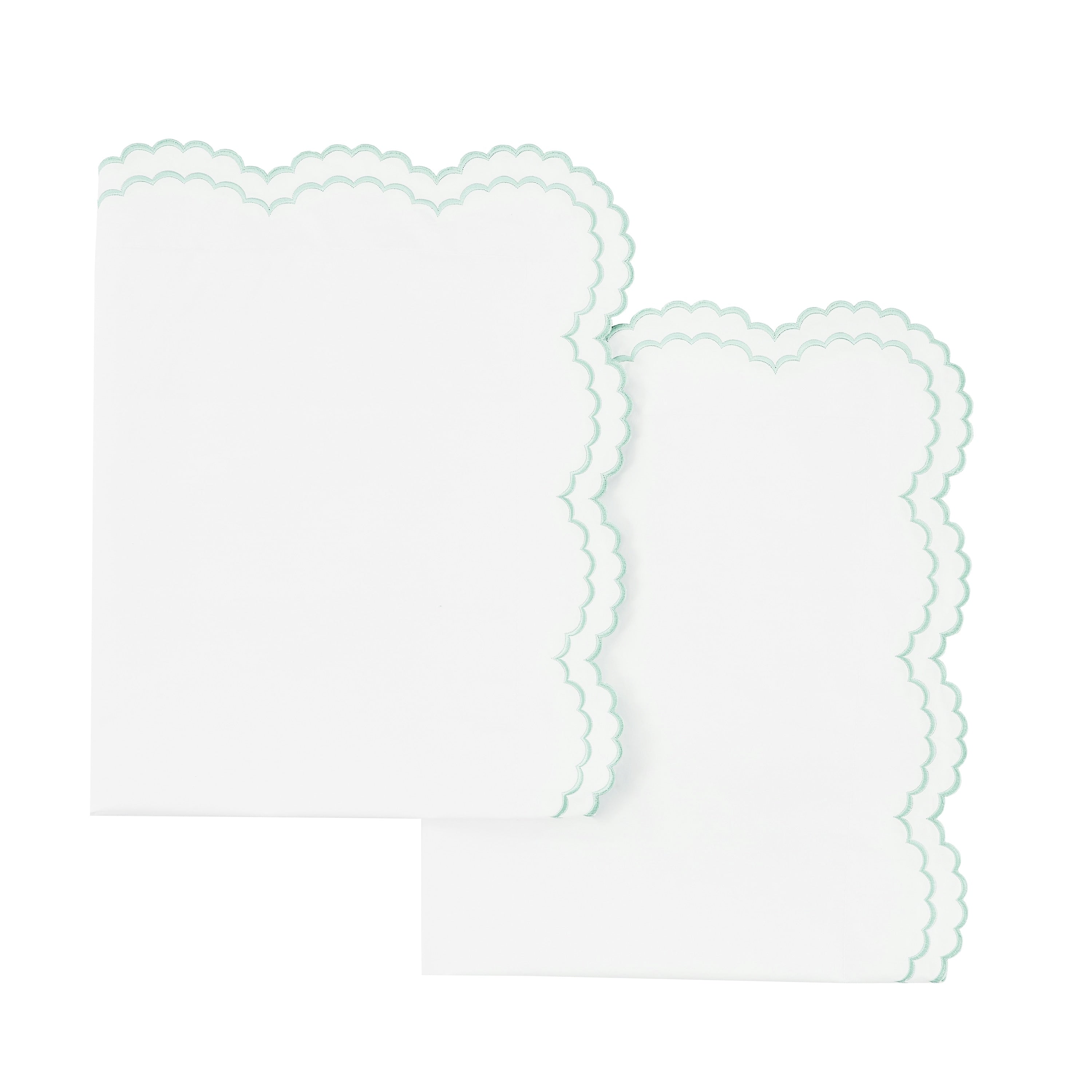 Embroidered Percale Crisp Cotton Double Scallopier Duvet Set and Sham