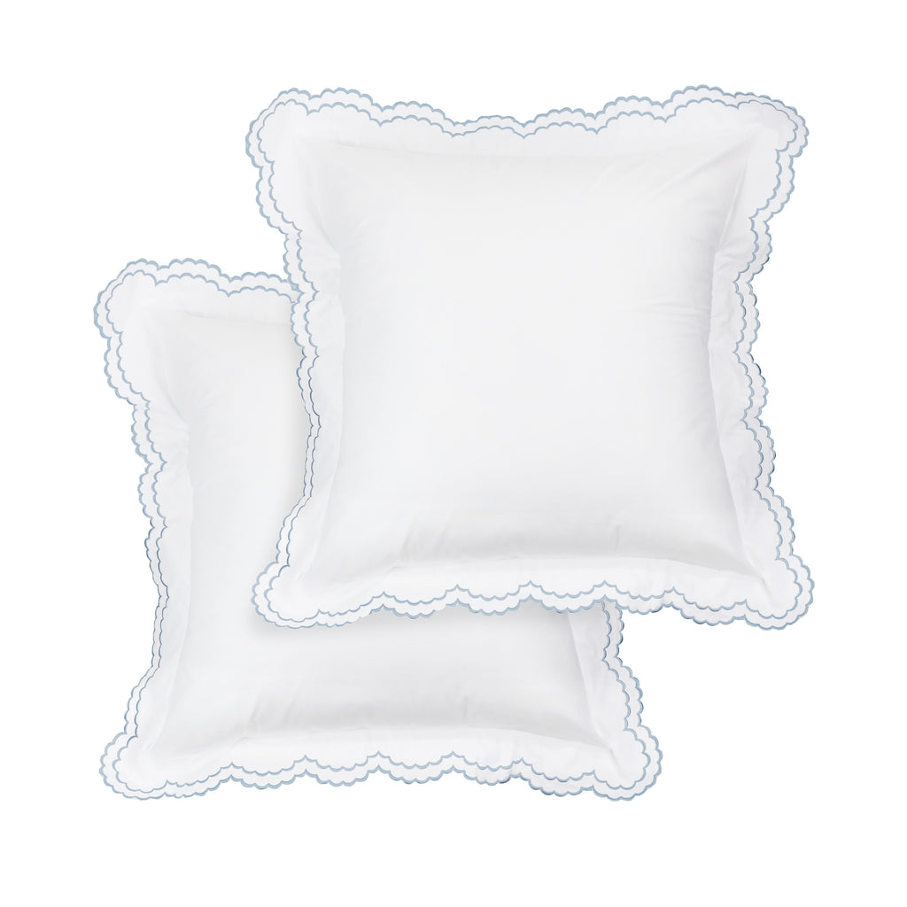 Embroidered Percale Crisp Cotton Double Scallopier Duvet Set and Sham