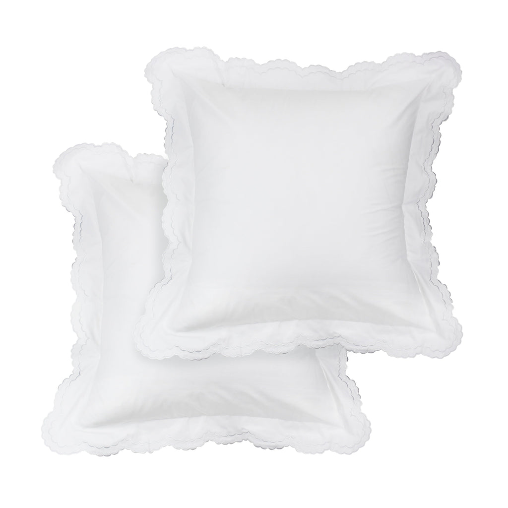 Embroidered Percale Crisp Cotton Double Scallopier Duvet Set and Sham