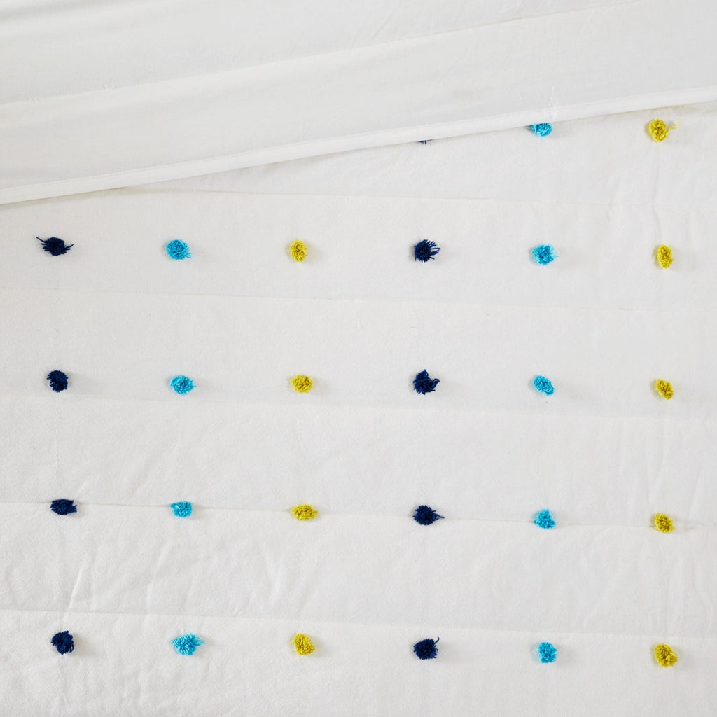 Intelligent Design Kids Ensley Pom Pom Cotton Jacquard Quilt Set with Throw Pillows