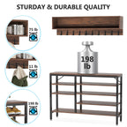 Entryway Coat Rack Shoe Bench Set, Industrial Hall Tree Coat Shoe Rack
