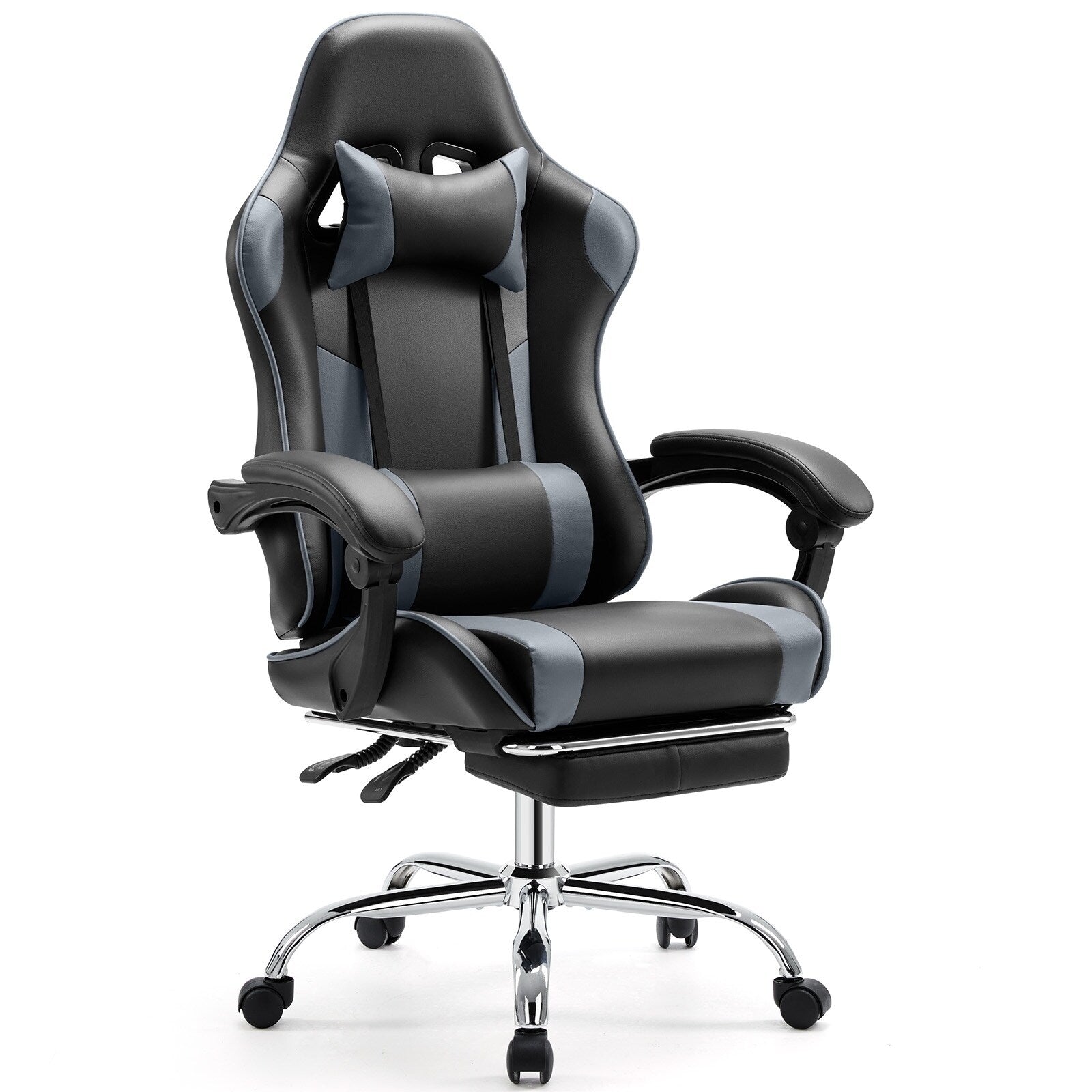 Ergonomic PU Leather 360° Swivel Gaming Recliner with Footrest, Headrest, Lumbar Support, Adjustable Height