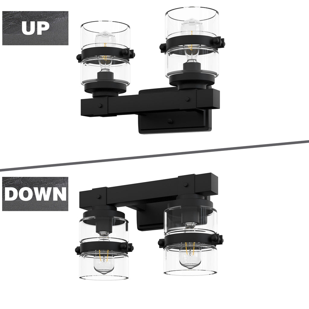 ExBrite Farmhouse 3-lights Bathroom Dimmable Iron Black Vanity Lights Wall Sconces