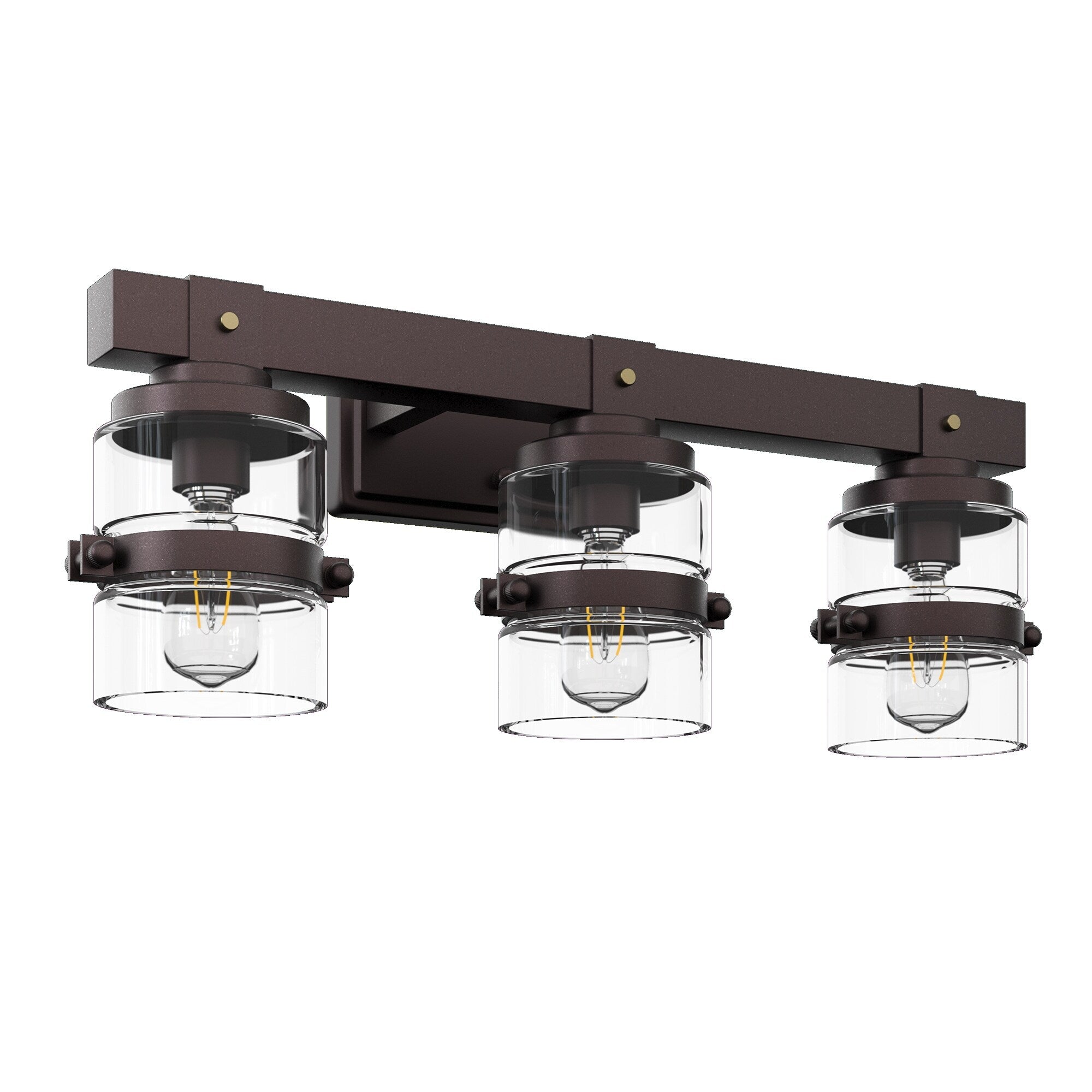 ExBrite Farmhouse 3-lights Bathroom Dimmable Iron Black Vanity Lights Wall Sconces