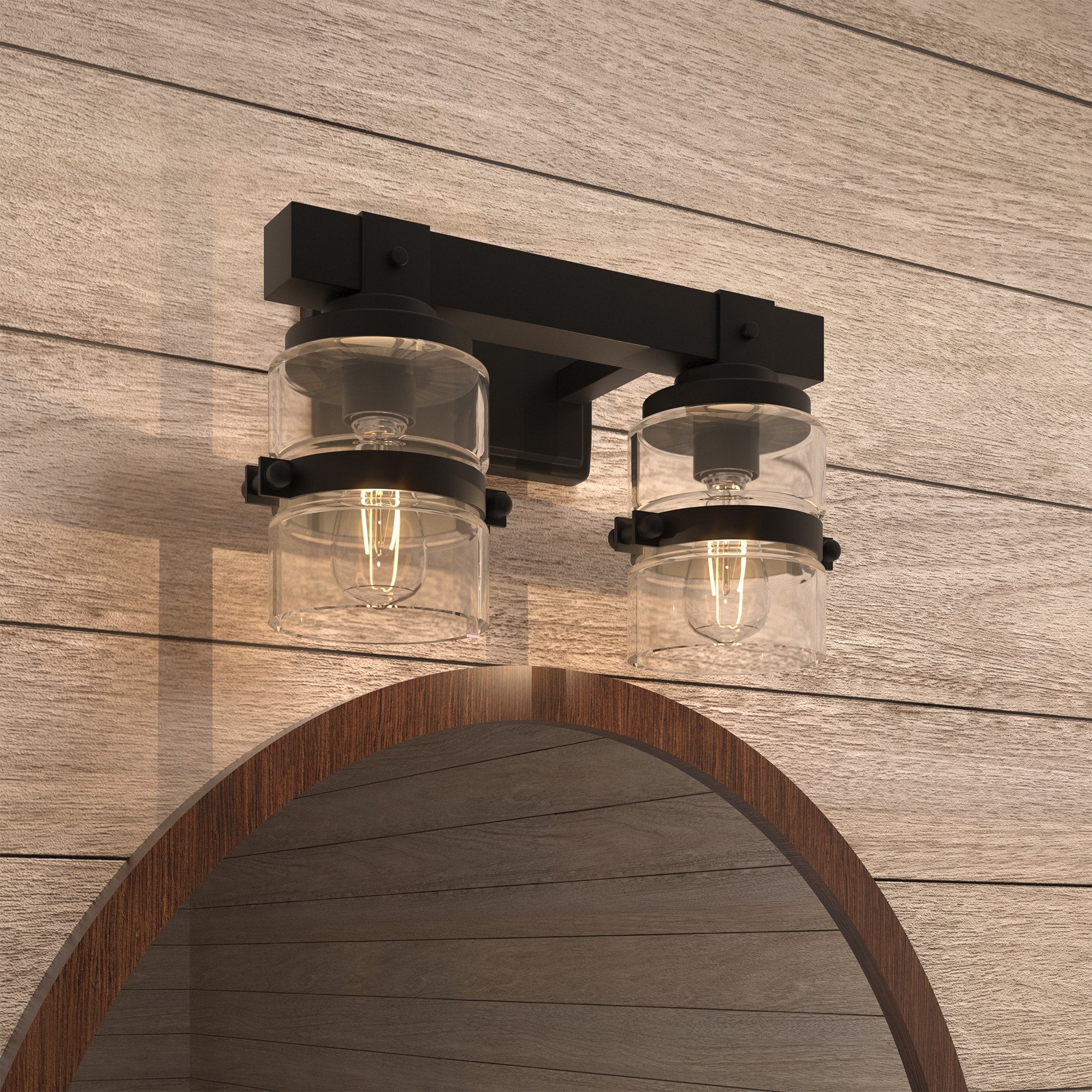 ExBrite Farmhouse 3-lights Bathroom Dimmable Iron Black Vanity Lights Wall Sconces