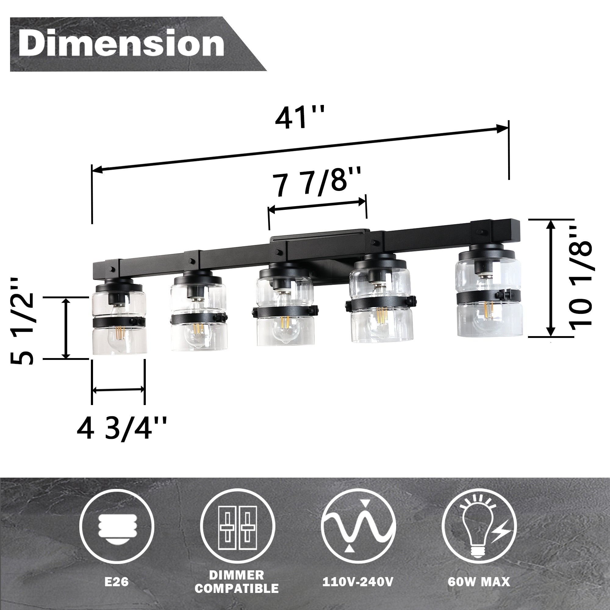 ExBrite Farmhouse 3-lights Bathroom Dimmable Iron Black Vanity Lights Wall Sconces