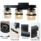 ExBrite Farmhouse 3-lights Bathroom Dimmable Iron Black Vanity Lights Wall Sconces