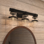ExBrite Farmhouse 3-lights Bathroom Dimmable Iron Black Vanity Lights Wall Sconces