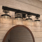 ExBrite Farmhouse 3-lights Bathroom Dimmable Iron Black Vanity Lights Wall Sconces