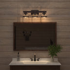 ExBrite Farmhouse 3-lights Bathroom Dimmable Iron Black Vanity Lights Wall Sconces