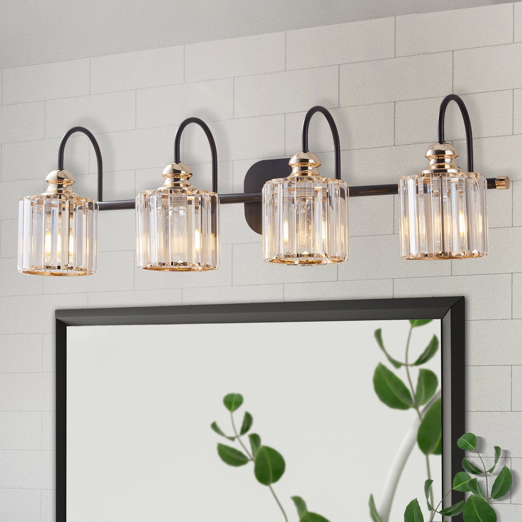 ExBrite Modern Rose Gold 1/2/3/4/5-light Bathroom Dimmable Crystal Vanity Lights Wall Sconces