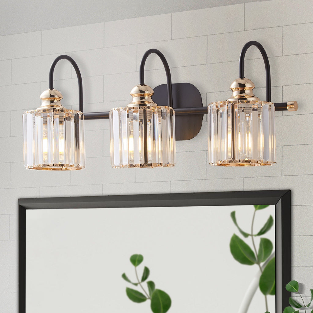 ExBrite Modern Rose Gold 1/2/3/4/5-light Bathroom Dimmable Crystal Vanity Lights Wall Sconces