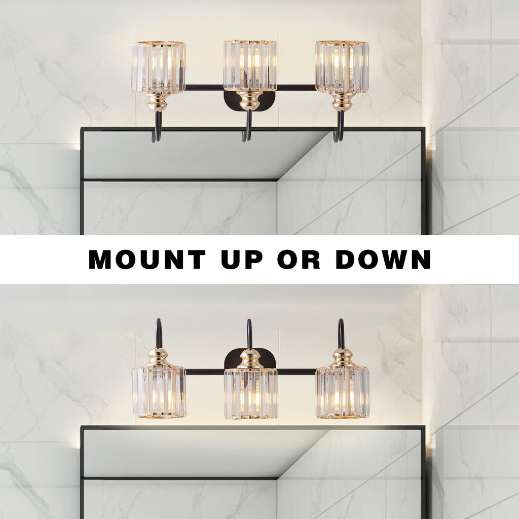 ExBrite Modern Rose Gold 1/2/3/4/5-light Bathroom Dimmable Crystal Vanity Lights Wall Sconces