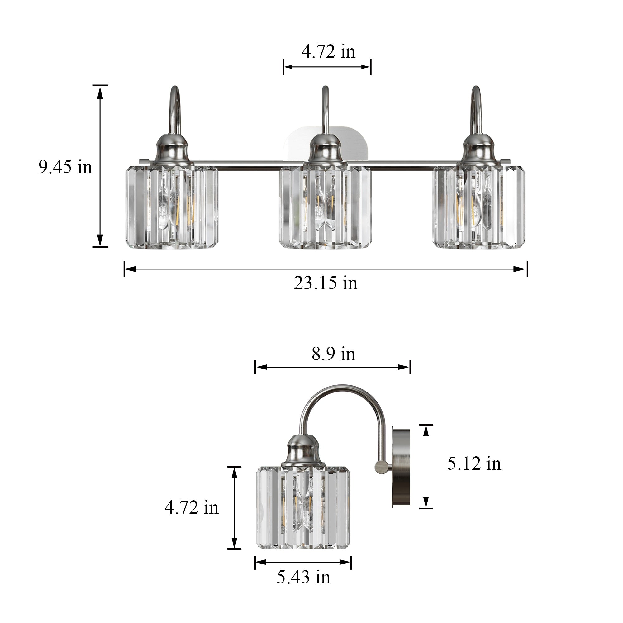 ExBrite Modern Rose Gold 1/2/3/4/5-light Bathroom Dimmable Crystal Vanity Lights Wall Sconces