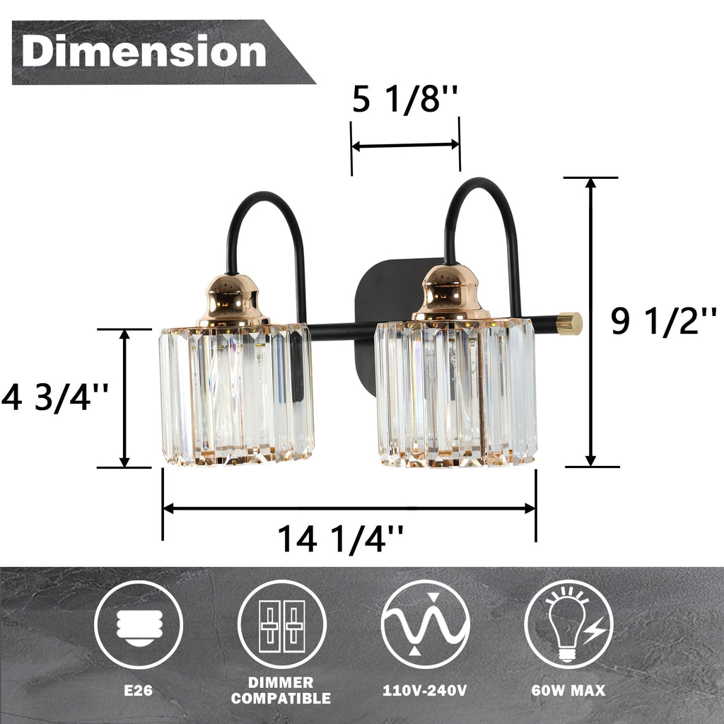 ExBrite Modern Rose Gold 1/2/3/4/5-light Bathroom Dimmable Crystal Vanity Lights Wall Sconces