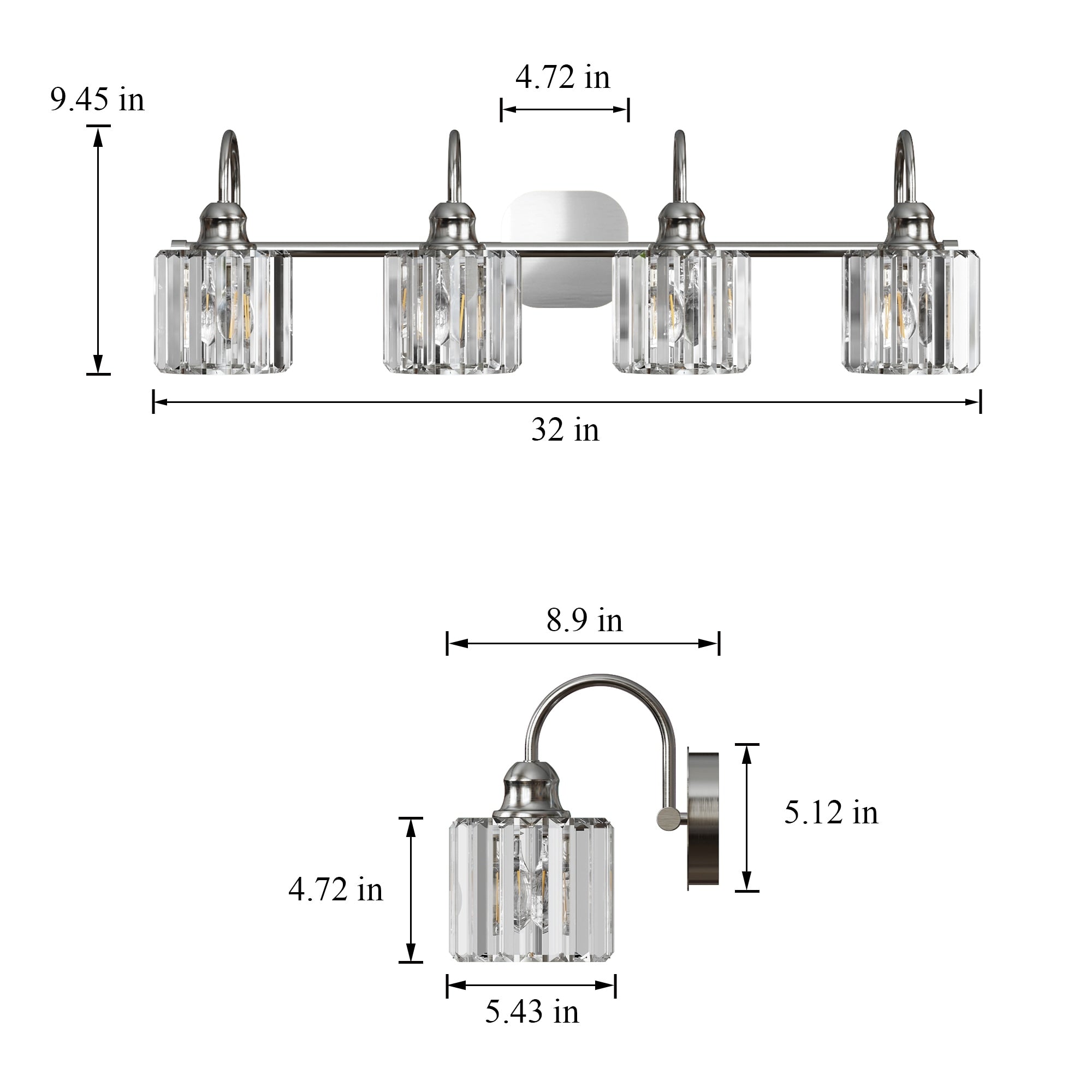ExBrite Modern Rose Gold 1/2/3/4/5-light Bathroom Dimmable Crystal Vanity Lights Wall Sconces