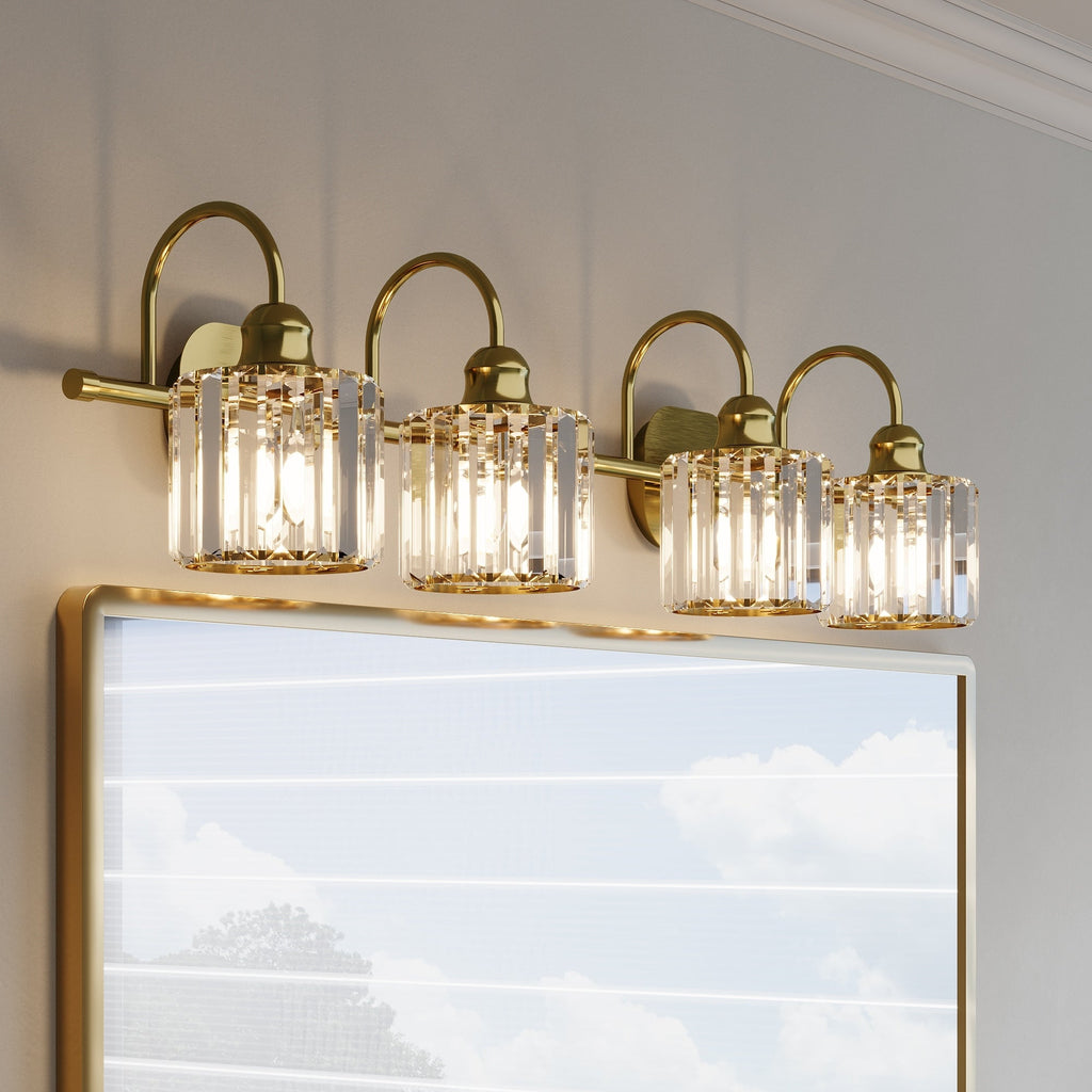 ExBrite Modern Rose Gold 1/2/3/4/5-light Bathroom Dimmable Crystal Vanity Lights Wall Sconces