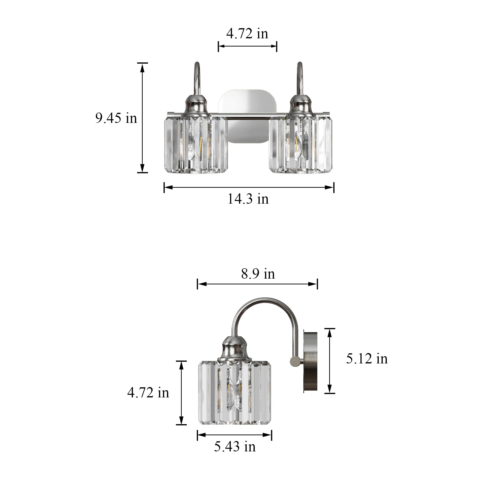 ExBrite Modern Rose Gold 1/2/3/4/5-light Bathroom Dimmable Crystal Vanity Lights Wall Sconces