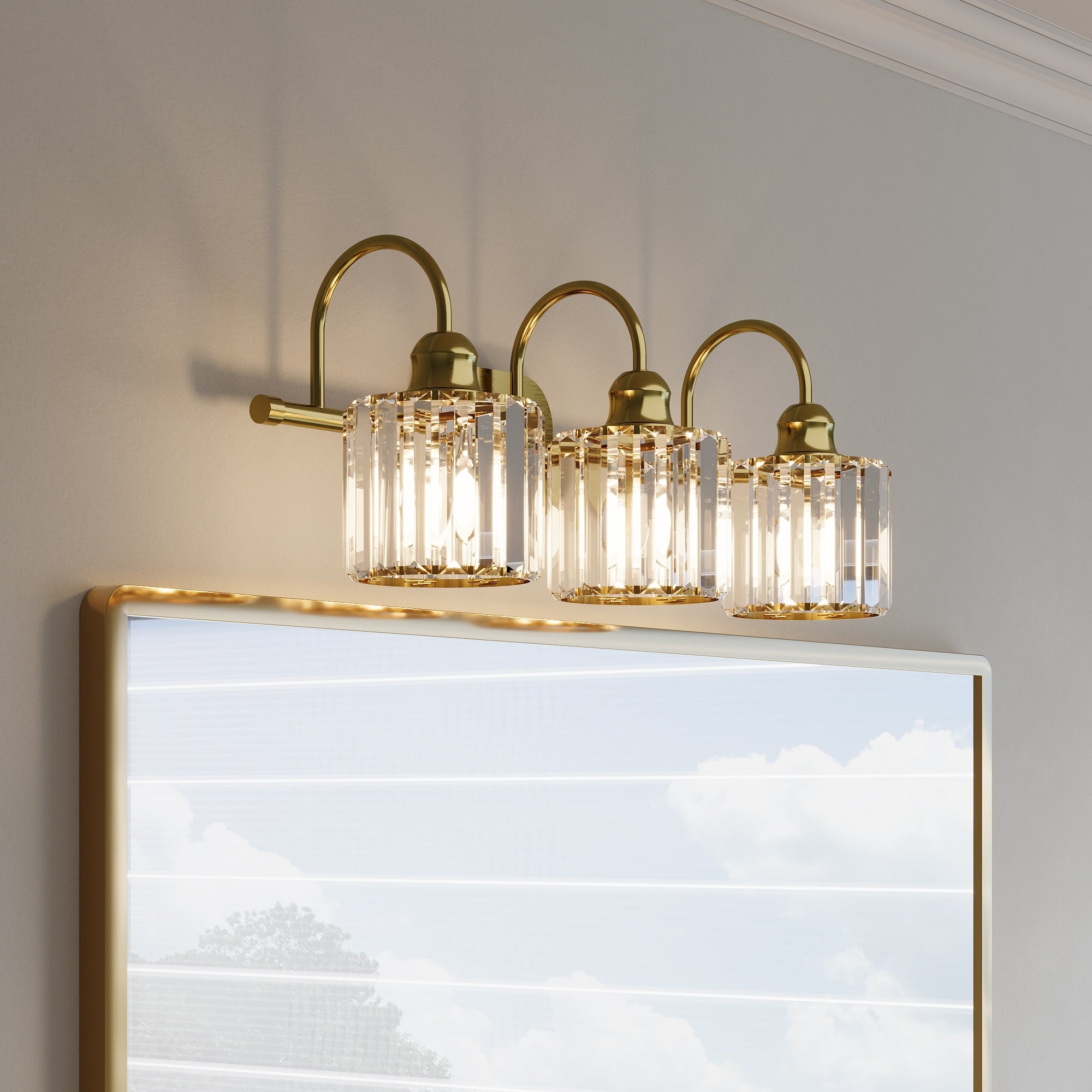 ExBrite Modern Rose Gold 1/2/3/4/5-light Bathroom Dimmable Crystal Vanity Lights Wall Sconces