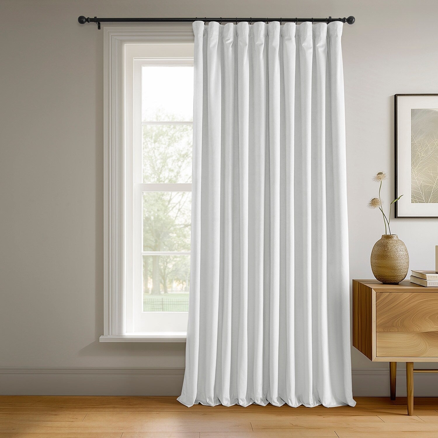 Exclusive Fabrics Signature Extra Wide Blackout Velvet Curtains (1 Panel) - Luxurious Blackout Drapes
