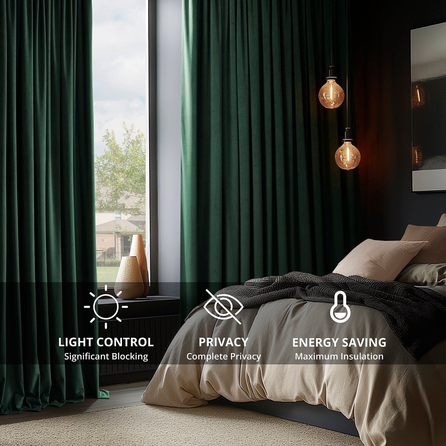 Exclusive Fabrics Signature Extra Wide Blackout Velvet Curtains (1 Panel) - Luxurious Blackout Drapes