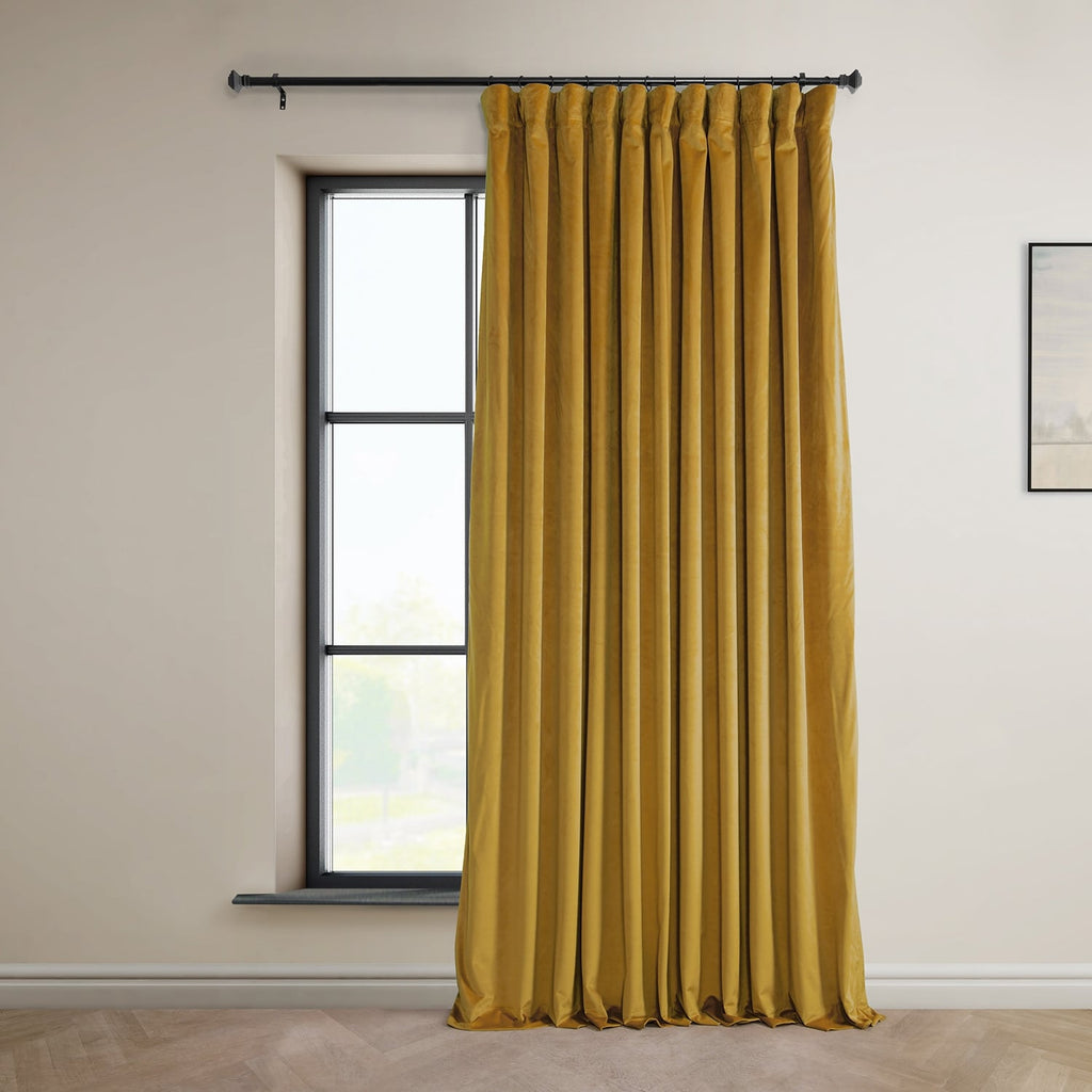Exclusive Fabrics Signature Plush Velvet Hotel Blackout Curtains (1 Panel) - Luxury Soft Drapery for Light Control & Elegance