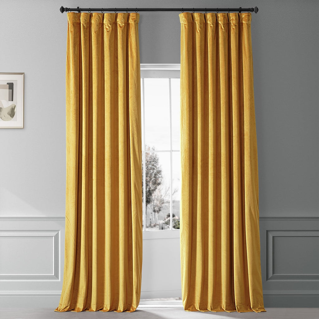 Exclusive Fabrics Signature Plush Velvet Hotel Blackout Curtains (1 Panel) - Luxury Soft Drapery for Light Control & Elegance