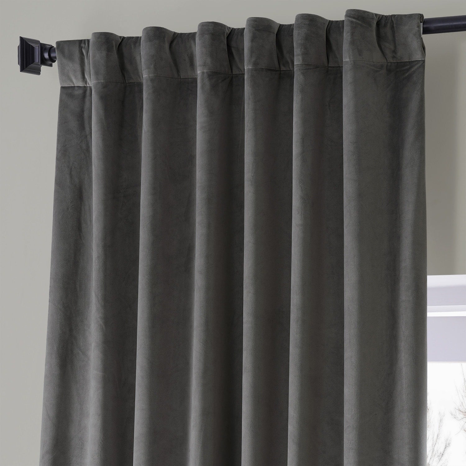 Exclusive Fabrics Signature Plush Velvet Hotel Blackout Curtains (1 Panel) - Luxury Soft Drapery for Light Control & Elegance