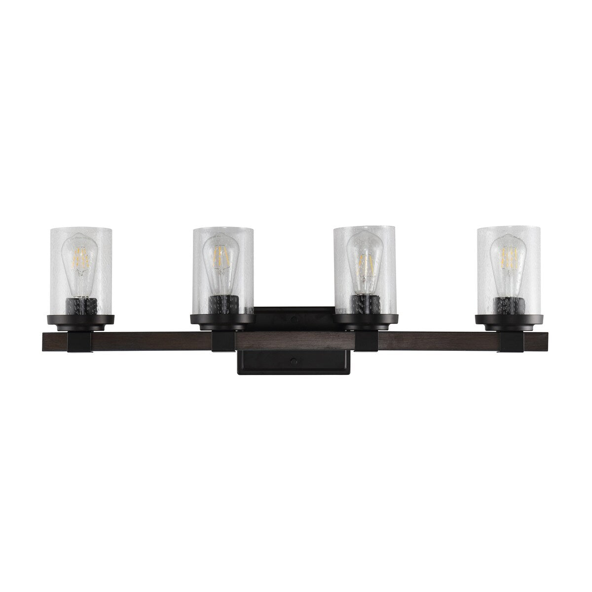 Ferme Iron/Seeded Glass Rustic Farmhouse LED Vanity Light, by JONATHAN Y